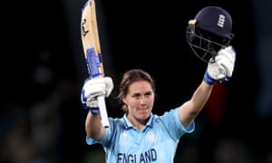 England’s Nat Sciver celebrates reaching her century.