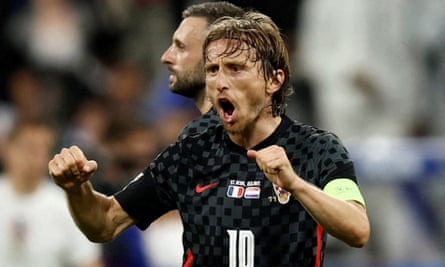 Luka Modric celebrates Croatia’s success in the Nations League