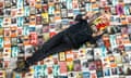 Artist Hans K Clausen lies on hundreds of copies of the book, Nineteen Eighty-Four
