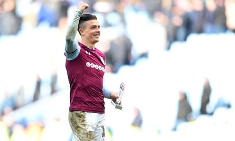 Jack Grealish picks up his man of the match award after the Birmingham derby earlier this month.