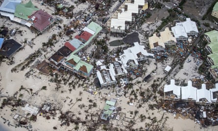 Storm damage in the aftermath of Hurricane Irma, in St Maarten.
