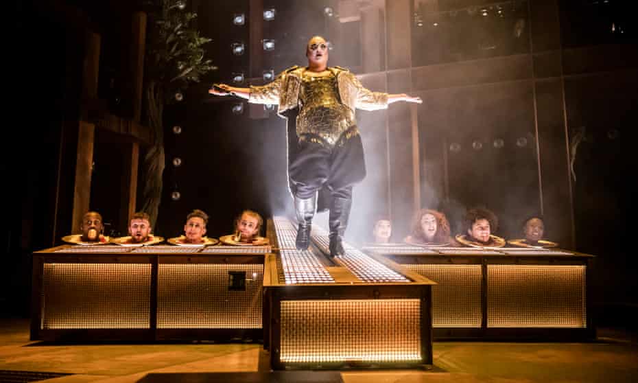 Bold and shiny … Samuel Buttery as Herod in Jesus Christ Superstar at the Barbican, London.