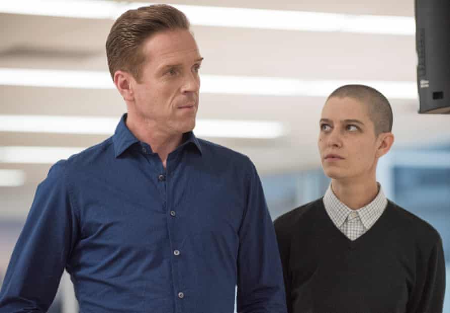 ‘The hedge fund industry is under attack!’ Lewis as Axelrod with Taylor (Asia Kate Dillon).