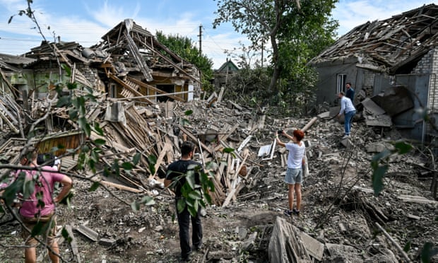 A house in ruins after shelling in Ukraine's Zaporizhzhia region