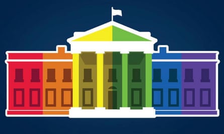 The White House released this image, of the building colored like the rainbow flag, on Facebook following the supreme court’s ruling.