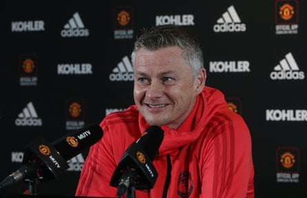 Solskjær during his Friday press conference.