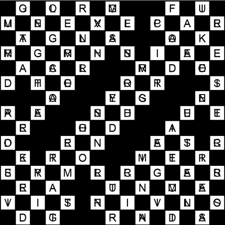 Two crossword grids on top of each other
