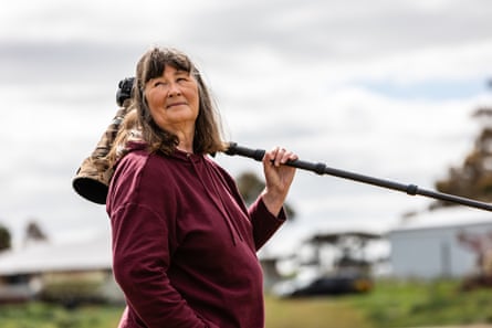Birdwatcher and photographer Carol Moyse out capturing the eink-eared duck near her home in rural Victoria.