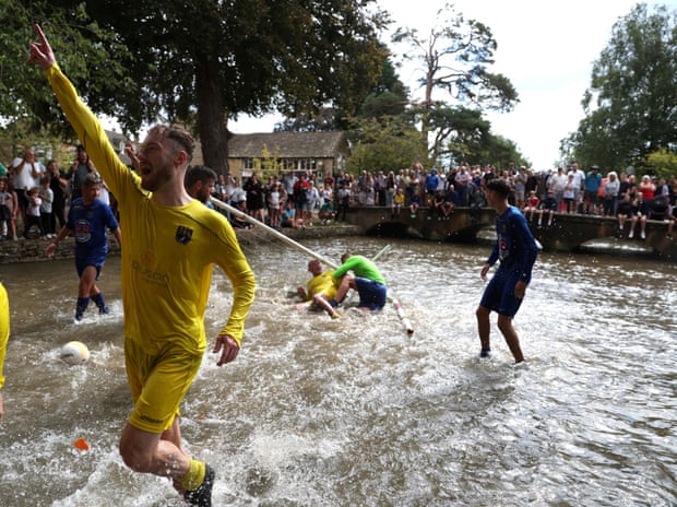 The goalposts collapse during this year’s match