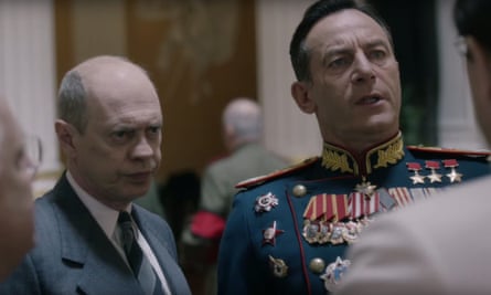 Back in the USSR: as Nikita Khrushchev, with Jason Isaacs in the satirical new movie, The Death of Stalin.