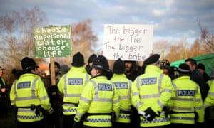 An anti-fracking protest camp at Barton Moss in Greater Manchester.