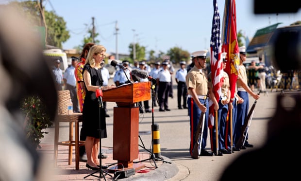 Caroline Kennedy speaking at the Solomon Scouts and Coastwatchers commemorative service to mark the 80th anniversary of the Battle of Guadalcanal in Honiara on Solomon Islands.