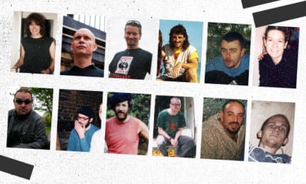 Top, from left: Bob Lambert, Peter Francis, Mark Kennedy, John Dines, Mark Jenner, ‘Lynn Watson’. Bottom, from left: ‘Marco Jacobs’, Andy Coles, Mike Chitty, Jim Boyling, ‘Carlo Neri’, ‘Rod Richardson’