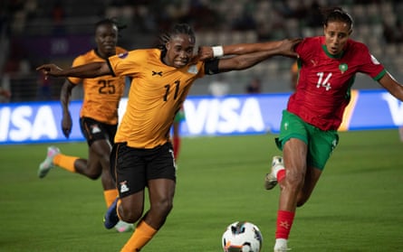 Barbra Banda in action for Zambia against Morocco at the Women’s Africa Cup of Nations.