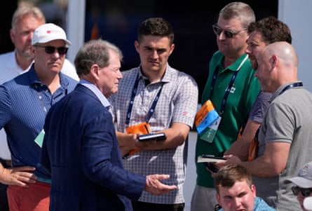 Tom Watson speaks to nan media during time 1 of nan Open astatine Royal Birkdale.