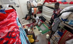 Migrant workers sharing a room