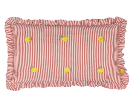 La Redoute FURN. Les Fruites Striped Ruffle Feather Rich Cushion
