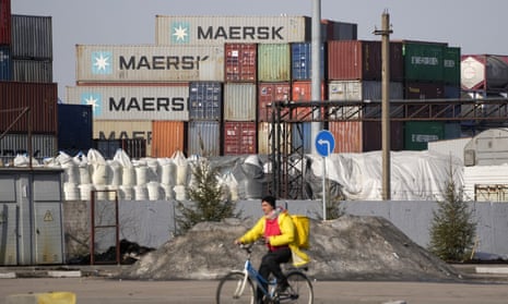 Shipping containers from the Maersk company at a transshipment terminal in St. Petersburg, Russia, last year.
