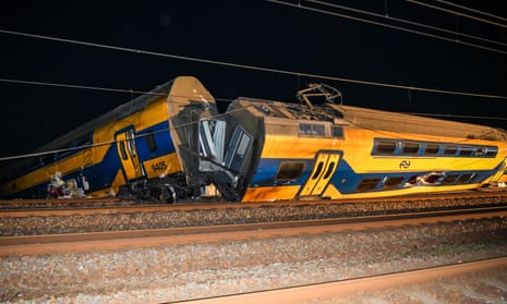 A derailed train in the Netherlands