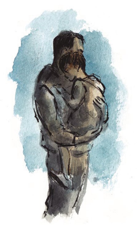 Illustration of a man holding a young child in his arms