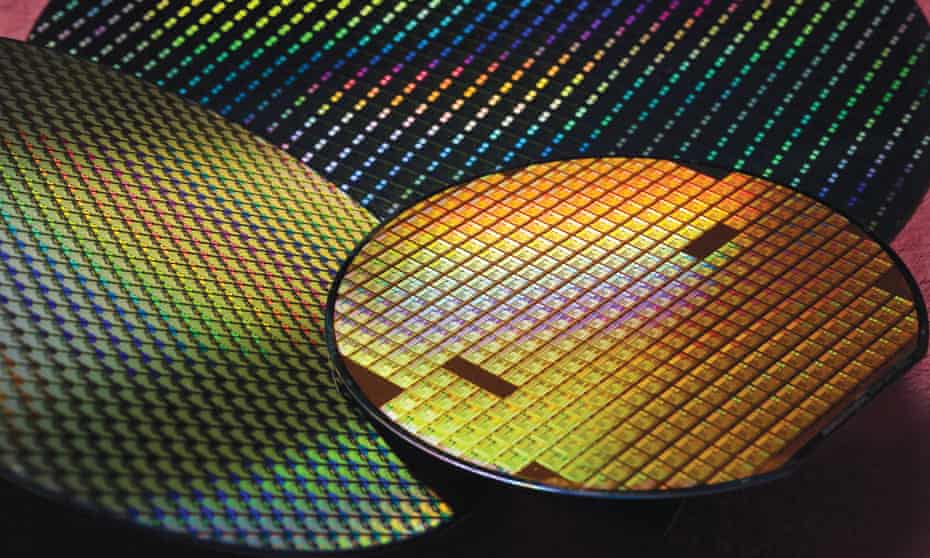A chip wafer at a TSMC fabrication plant.