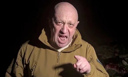 A screengrab from an expletive-ridden video in May, in which Prigozhin personally blamed Russia’s top defence chiefs for losses suffered by fighters in Ukraine.