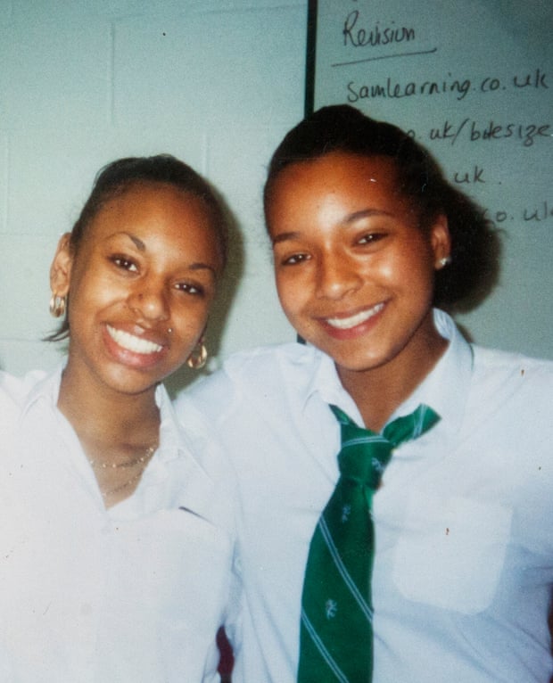Axa Hynes, right, with her foster sister Michelle Brown, also featured in the Foundling Museum photograph.