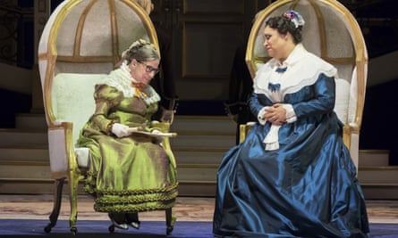 Ruth Bader Ginsburg, left, as the Duchess of Krakenthorp in a dress rehearsal. Seated next to her is Deborah Nansteel as the Marquise of Berkenfield.