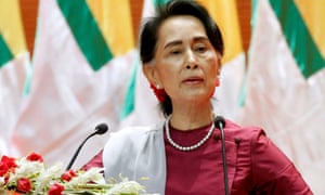 Aung San Suu Kyi delivers a speech to the nation over the Rakhine and Rohingya situation in Naypyitaw in September