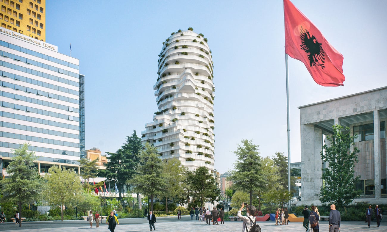 A digital rendering of the Tirana tower.