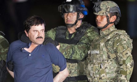 Joaquin ‘El Chapo’ Guzman after his recapture following a second prison escape, in Mexico City on 8 January 2016.