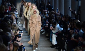 Somali-American model Halima Aden wears a hijab on the catwalk during Milan fashion week