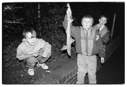 Fenham, 1989, children holding a rock salmon.