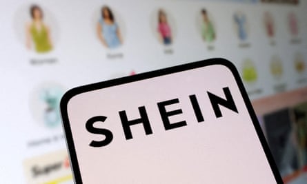 The Shein logo and web shop.