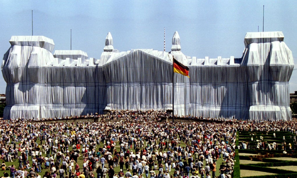 ‘We practised on a castle in Hannover’ … Christo and Jeanne-Claude’s Wrapped Reichstag in 1995.
