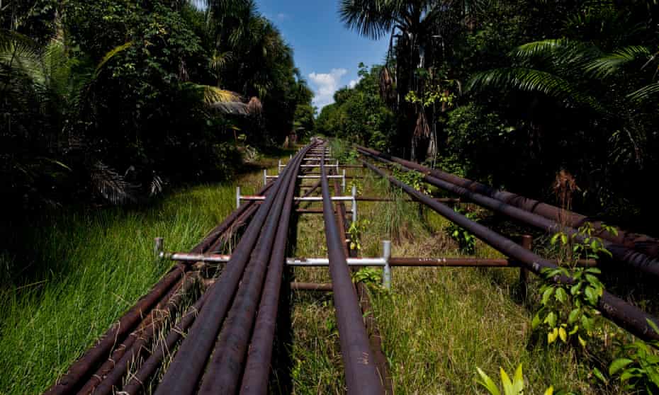 Oil pipelines run through the Amazon region of Loreto in August 2011.