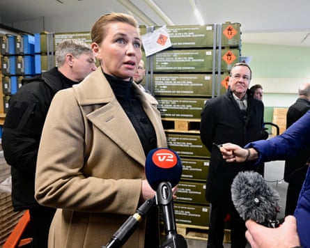 The Danish prime minister, Mette Frederiksen, visits the site of Rheinmetall’s new munitions factory in Germany