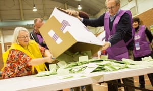 Electoral officials vote counting on 2 July.