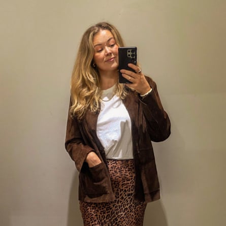 Millie wearing her suede jacket.