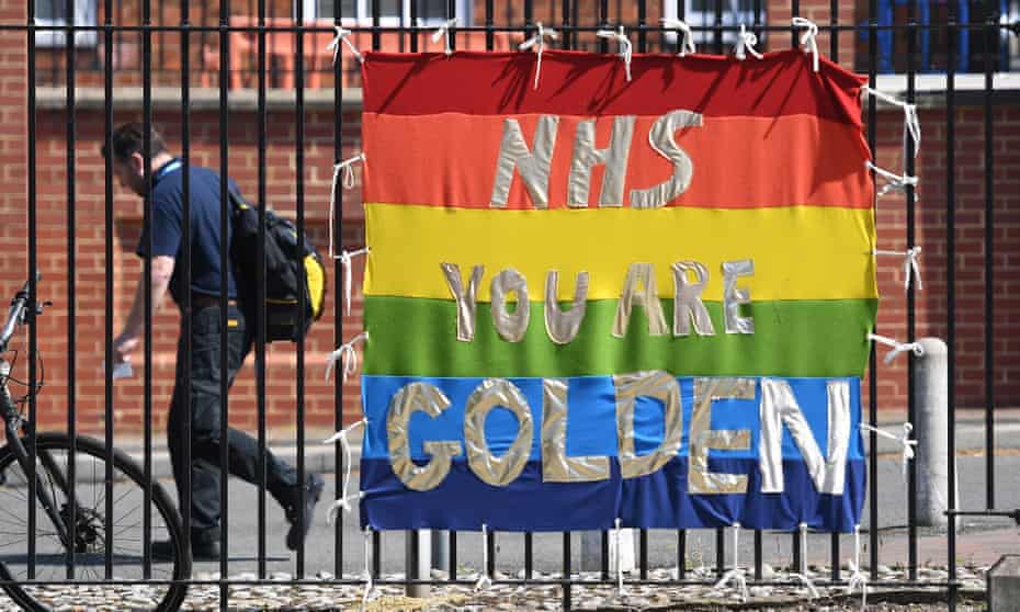 A banner praising the NHS