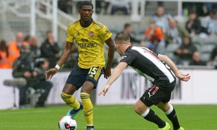 Ainsley Maitland-Niles (left) was outstanding for Arsenal, calm in his defensive work and lightning fast when he broke forward.