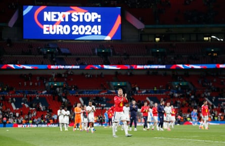 England players after the defeat by Iceland in a Euro 2024 warmup game.