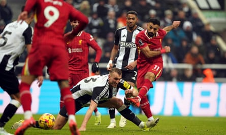 Mohamed Salah scores Liverpool’s third goal against Newcastle