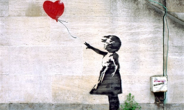 Banksy’s Girl with Balloon on a South Bank wall near the National Theatre in 2004.