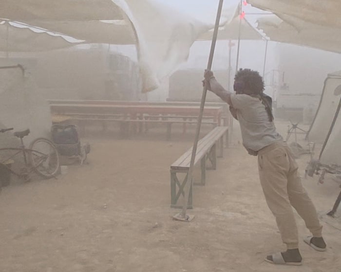 Powerful dust storm sweeps through Burning Man campsite – video