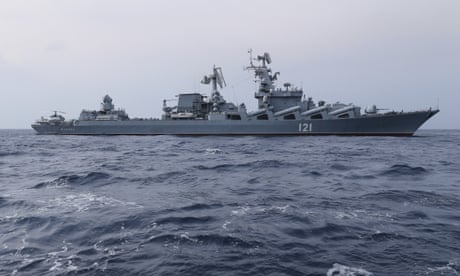 A file photo of the Russian flagship missile cruiser Moskva, which sank in the Black Sea on Thursday.