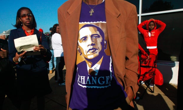 Black voters go to the polls in the 2008 presidential election.