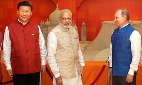 Indian Prime Minister Narendra Modi, Russian President Vladimir Putin and Chinese President Xi Jinping at the Brics summit in 2016.