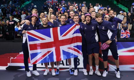 The Great Britain team celebrate qualifying for the Davis Cup quarter-finals in Málaga in November