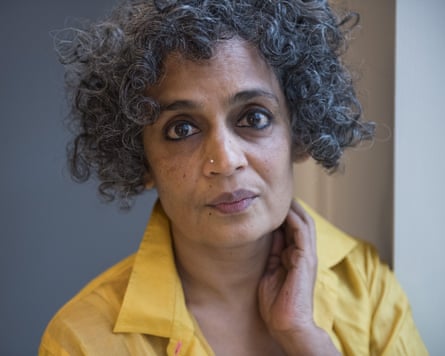 A closeup shot of Arundhati Roy